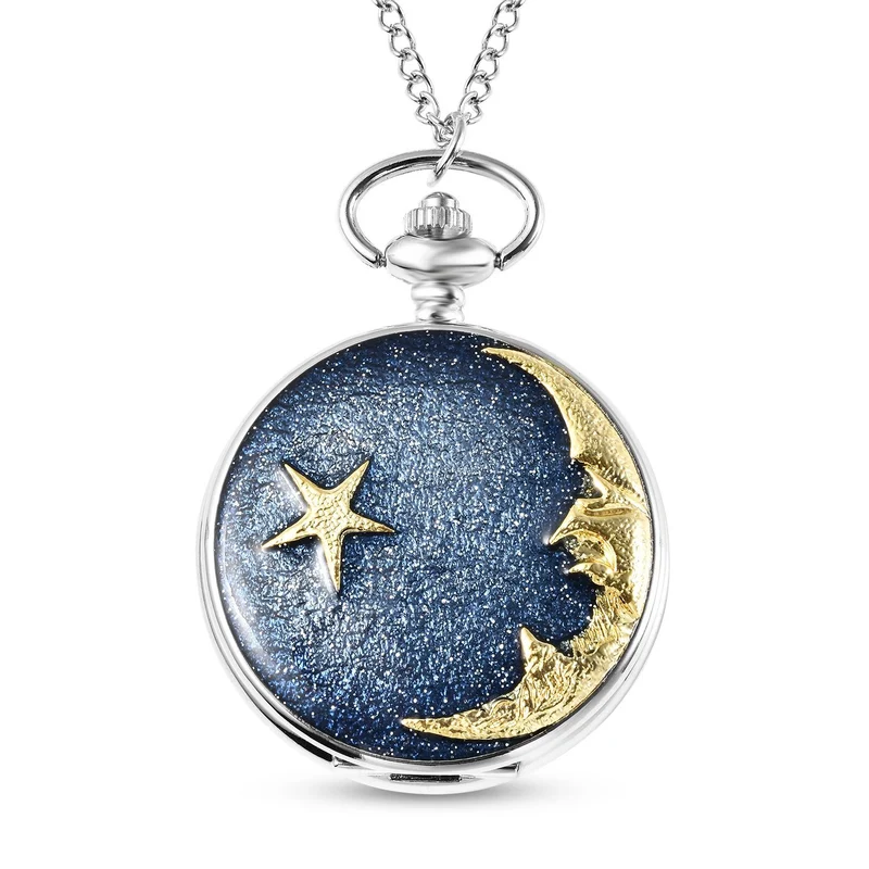 Strada - Weiße Kristall Taschenuhr im Bienenstock Design, japanisches Uhrwerk, goldfarben