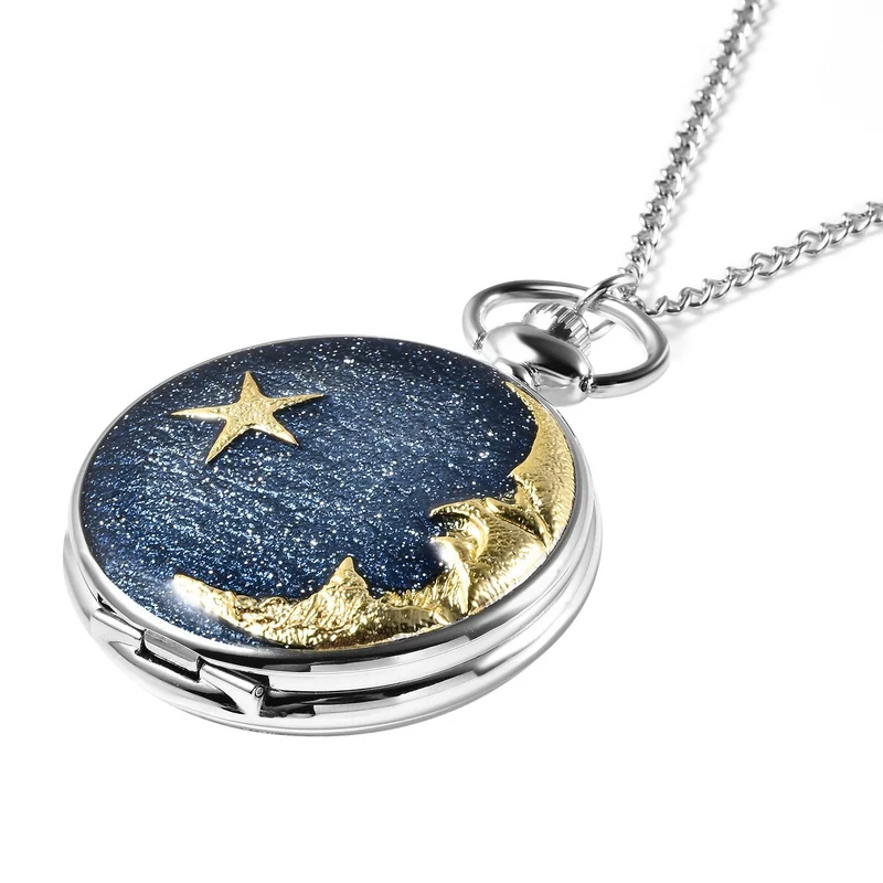 Strada - Weiße Kristall Taschenuhr im Bienenstock Design, japanisches Uhrwerk, goldfarben