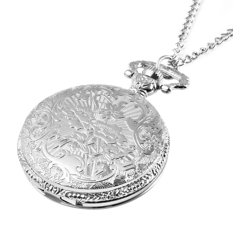 Strada - Weiße Kristall Taschenuhr im Bienenstock Design, japanisches Uhrwerk, goldfarben