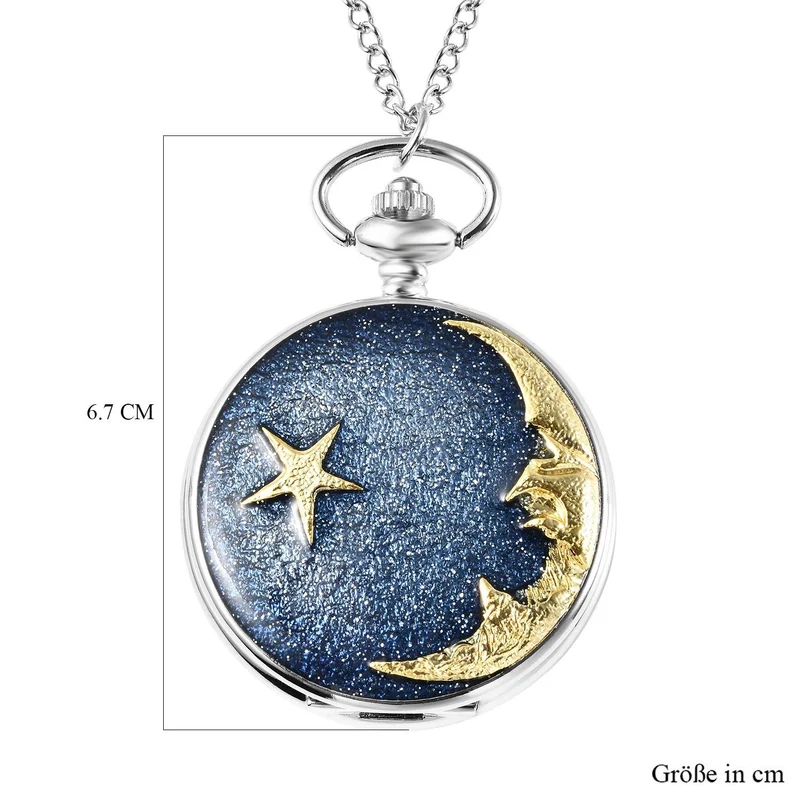 Strada - Weiße Kristall Taschenuhr im Bienenstock Design, japanisches Uhrwerk, goldfarben