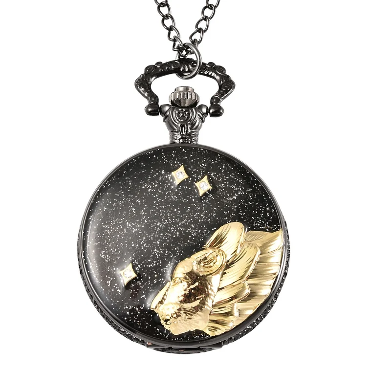 Strada - Weiße Kristall Taschenuhr im Bienenstock Design, japanisches Uhrwerk, goldfarben