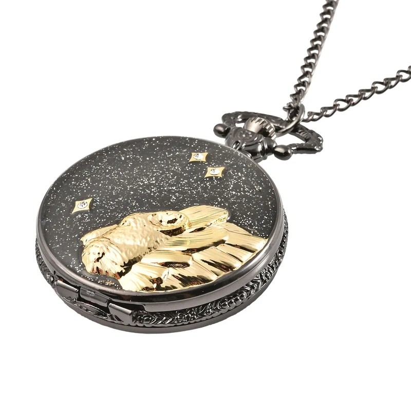 Strada - Weiße Kristall Taschenuhr im Bienenstock Design, japanisches Uhrwerk, goldfarben