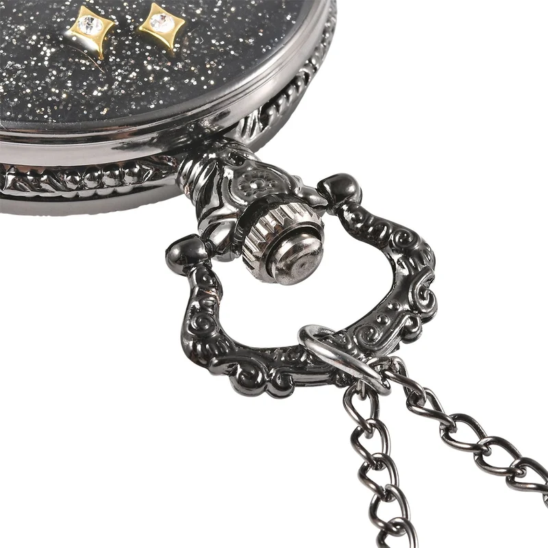 Strada - Weiße Kristall Taschenuhr im Bienenstock Design, japanisches Uhrwerk, goldfarben