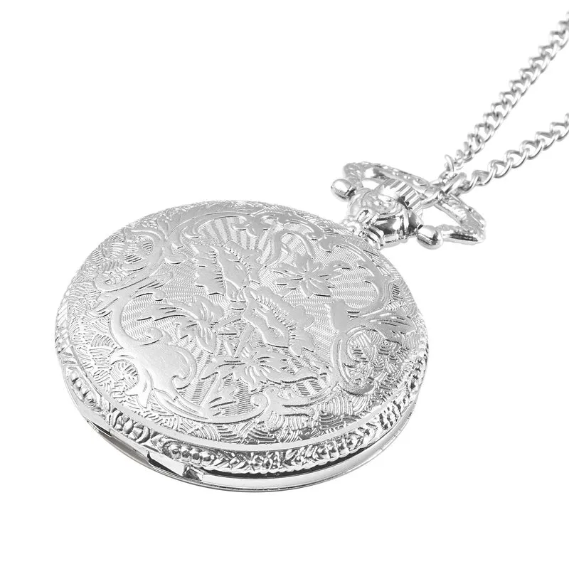 Strada - Weiße Kristall Taschenuhr im Bienenstock Design, japanisches Uhrwerk, goldfarben