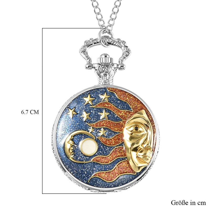 Strada - Weiße Kristall Taschenuhr im Bienenstock Design, japanisches Uhrwerk, goldfarben