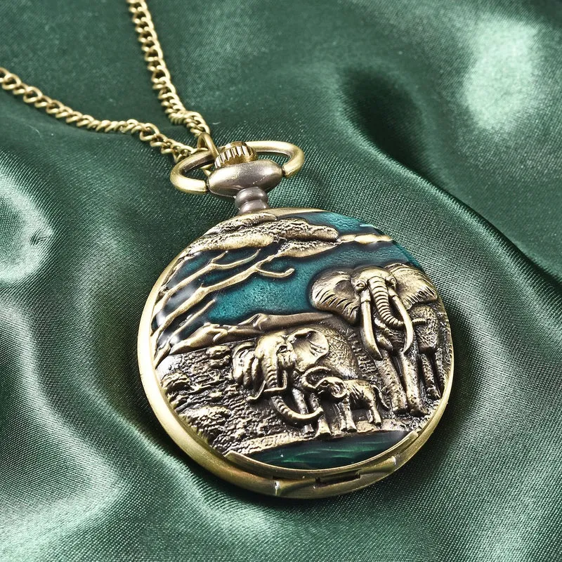 Strada - Weiße Kristall Taschenuhr im Bienenstock Design, japanisches Uhrwerk, goldfarben