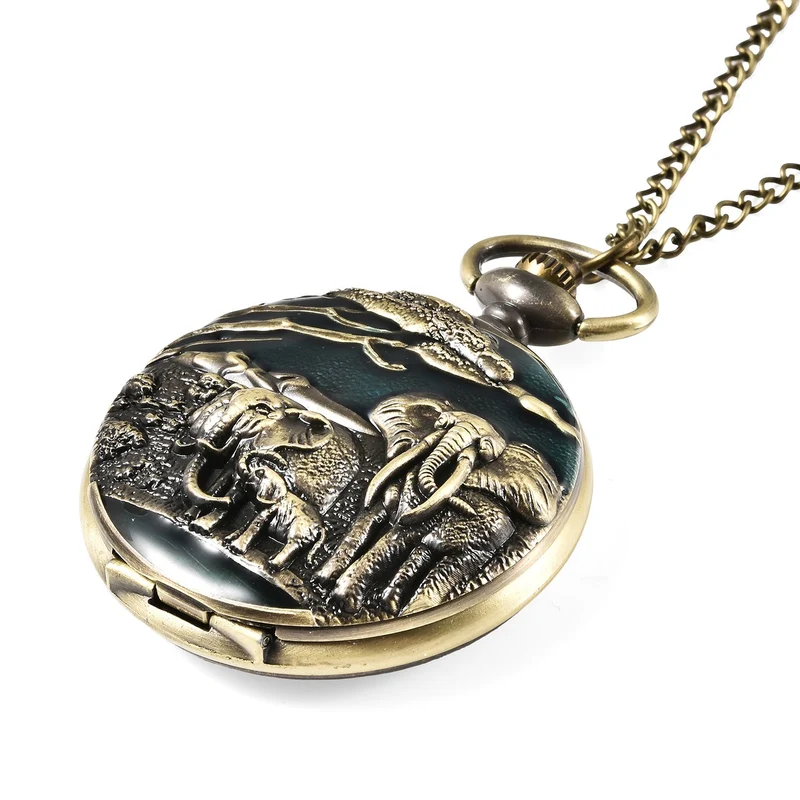 Strada - Weiße Kristall Taschenuhr im Bienenstock Design, japanisches Uhrwerk, goldfarben
