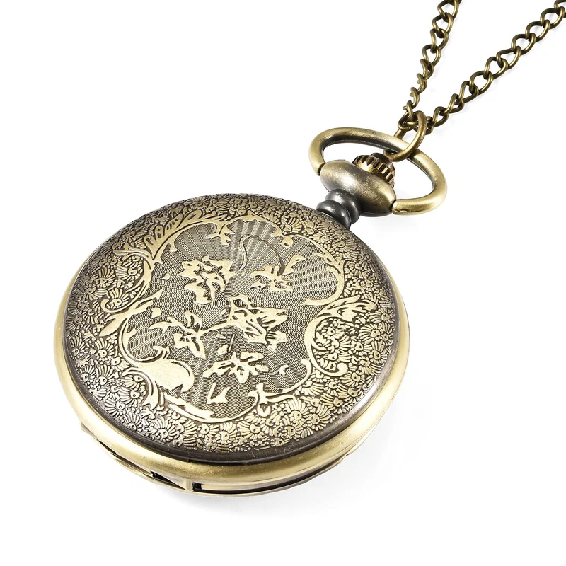 Strada - Weiße Kristall Taschenuhr im Bienenstock Design, japanisches Uhrwerk, goldfarben