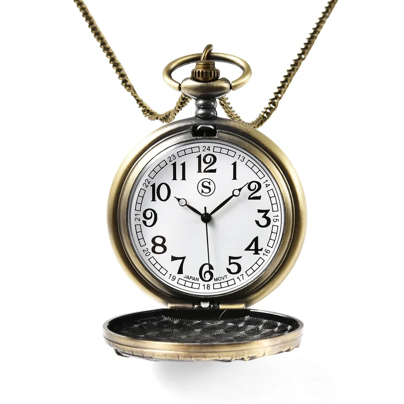 Strada - Weiße Kristall Taschenuhr im Bienenstock Design, japanisches Uhrwerk, goldfarben