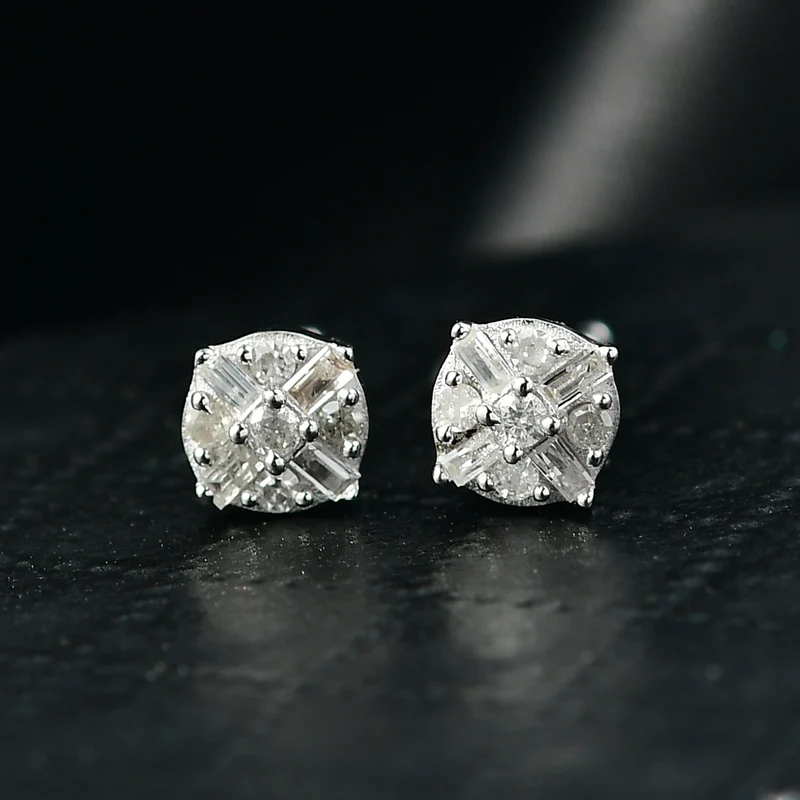 D'Joy Grüner Diamant Ohrringe 925 Silber rhodiniert ca. 0.15 ct
