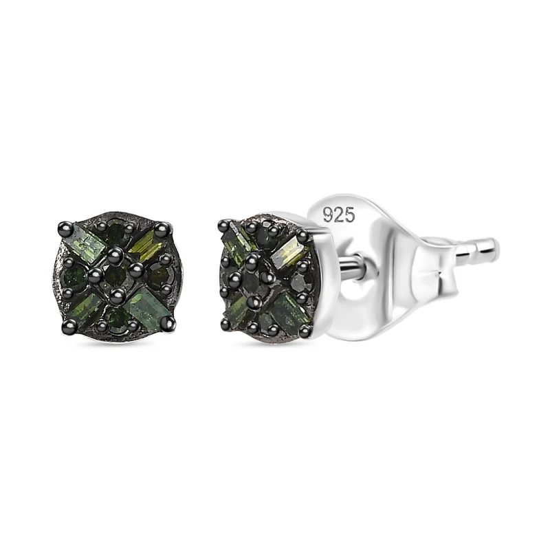 D'Joy Grüner Diamant Ohrringe 925 Silber rhodiniert ca. 0.15 ct