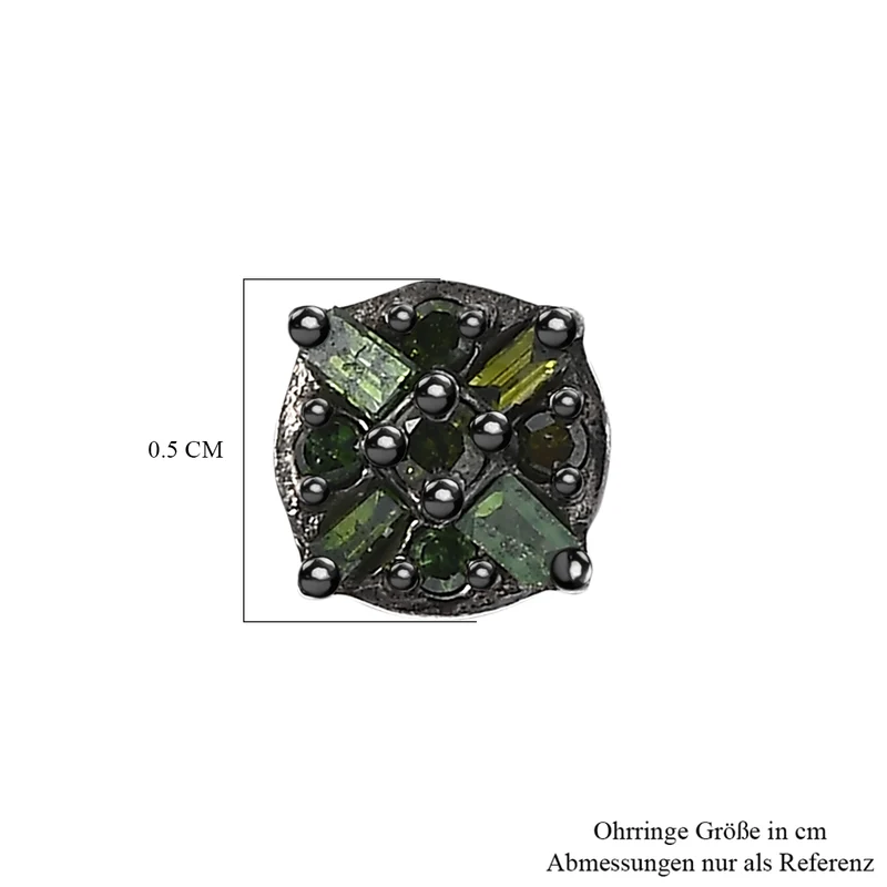 D'Joy Grüner Diamant Ohrringe 925 Silber rhodiniert ca. 0.15 ct