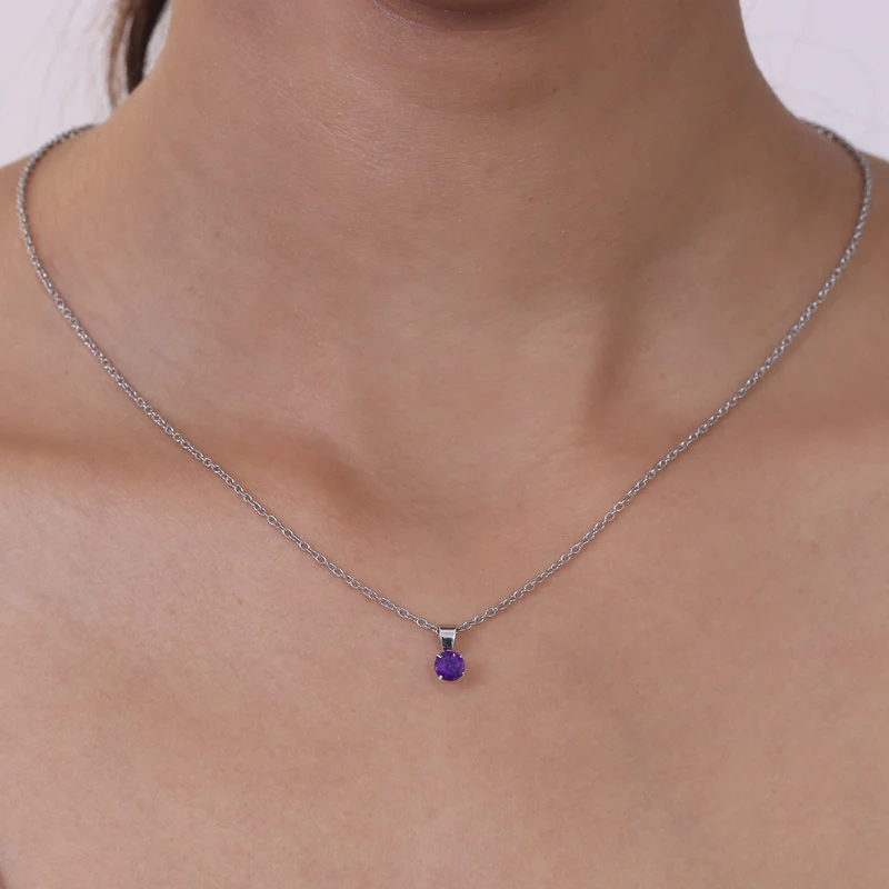 3er Set Anhänger mit Afrikanischem Amethyst, Schwarzem Spinell und Weißem Topas, 925 Silber und 316L Edelstahl, platiniert, Kette ca. 50 cm, ca. 1,50 ct