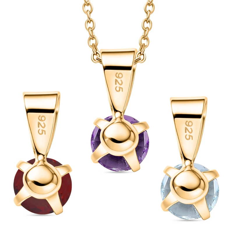 Roter Granat, Afrikanischer Amethyst Schmuckset ca. 50 cm 925 Silber Platiniert und Edelstahl Platiniert ca. 1,50 ct.