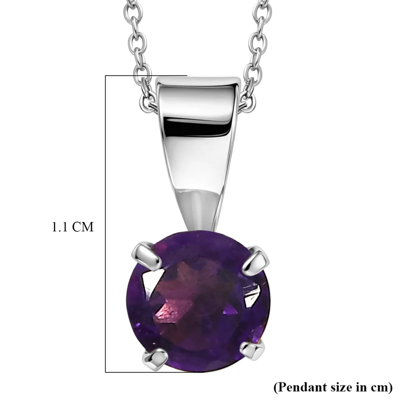 Roter Granat, Afrikanischer Amethyst Schmuckset ca. 50 cm 925 Silber Platiniert und Edelstahl Platiniert ca. 1,50 ct.