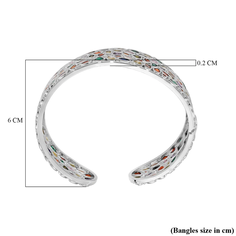 Mehrfarbiger Zirkonia Armreif ca. 19 cm Nickelfreies Messing 5.00 ct