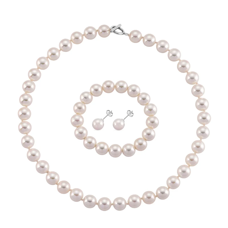 Pfaufarbenes Muschelkernperle Schmuckset, 316L Edelstahl