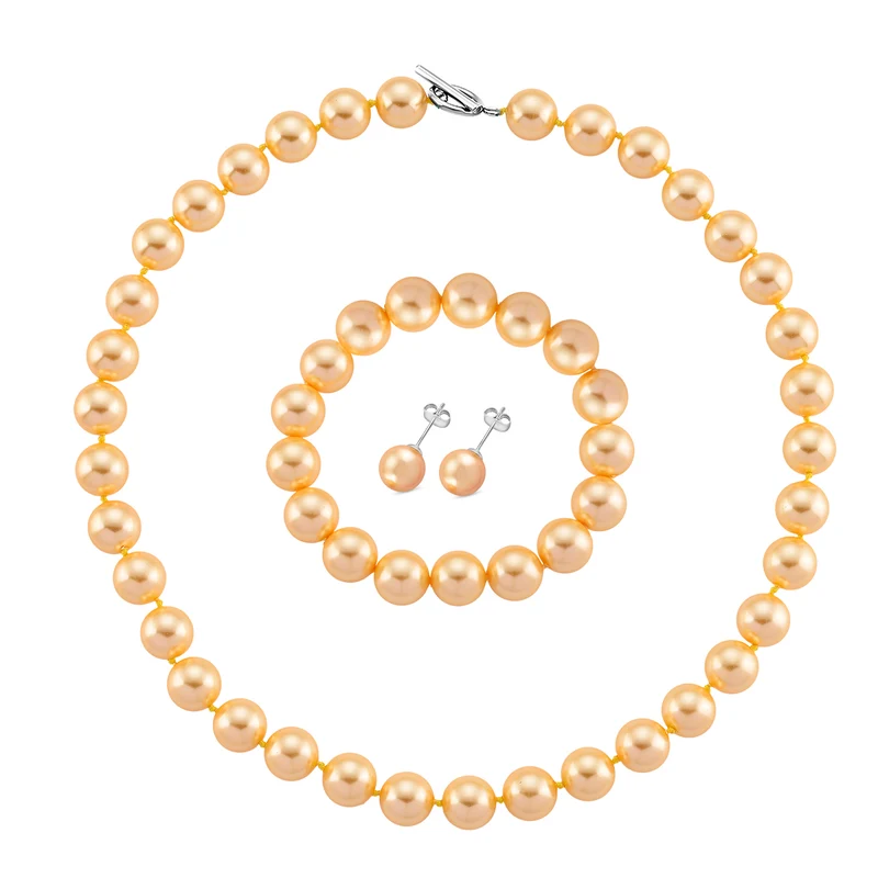Pfaufarbenes Muschelkernperle Schmuckset, 316L Edelstahl