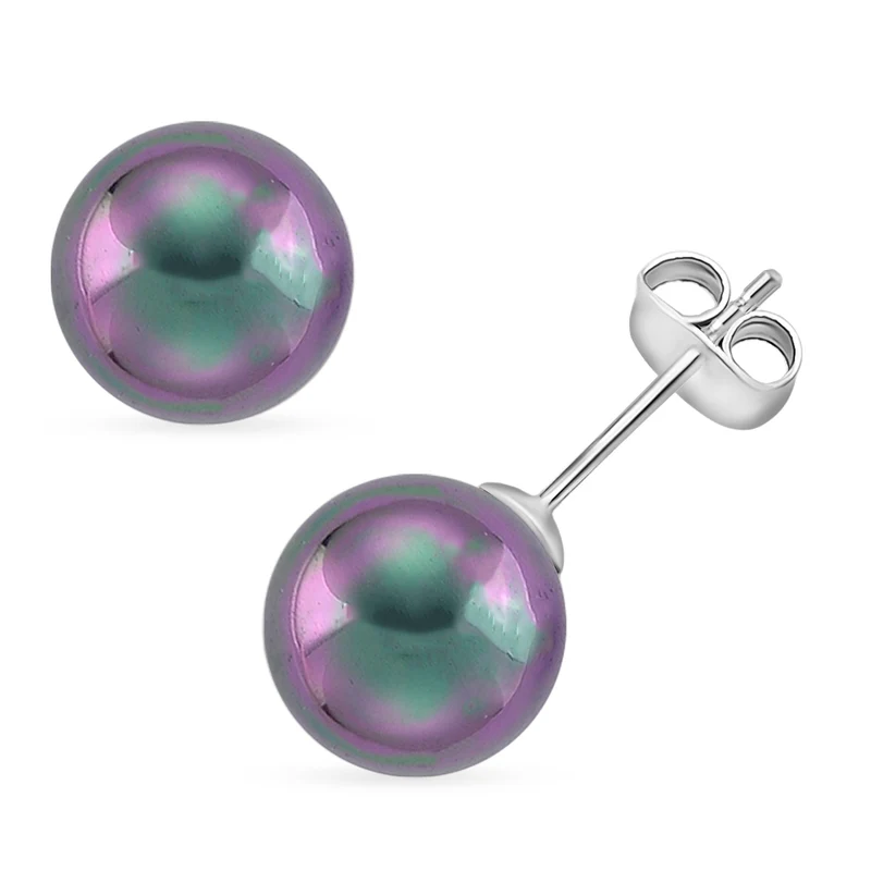 Pfaufarbenes Muschelkernperle Schmuckset, 316L Edelstahl