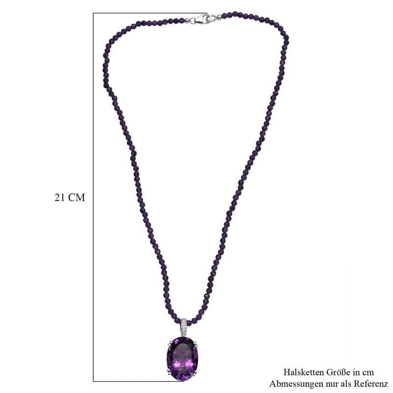 Citrin, Weiße Zirkon Halskette 925 Silber rhodiniert ca. 80.57 ct