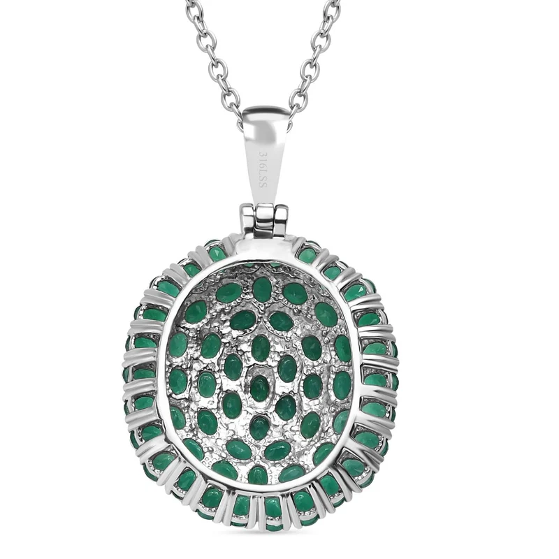 Verde Onyx Anhänger mit Kette, 316L Edelstahl ca. 9.44 ct
