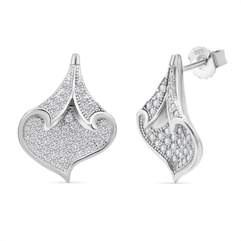 Lustro Stella Weißer Zirkonia Ohrringe 925 Silber rhodiniert