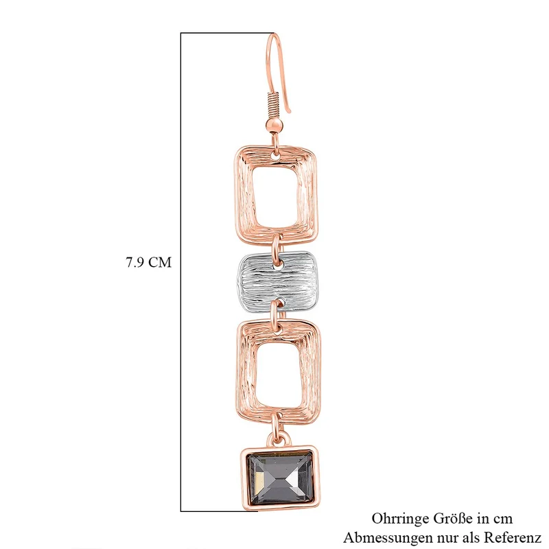 Geometrischem Design Kristall Ohrhänger, Bicolor mit rechteckigen Elementen, goldfarben