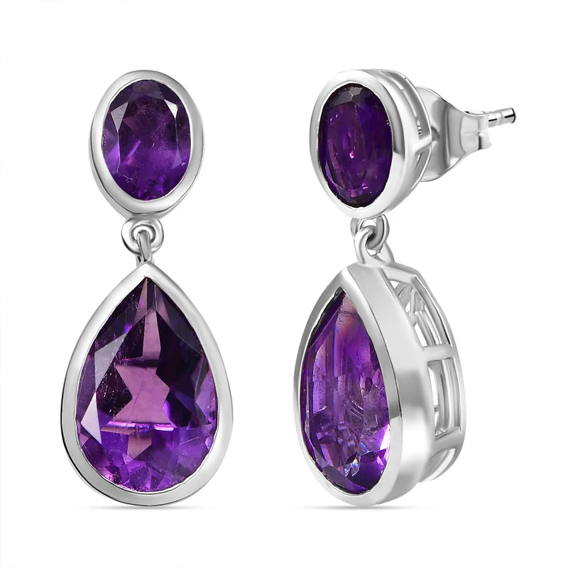 Afrikanischer Amethyst Ohrringe Messing ca. 6,69 ct.