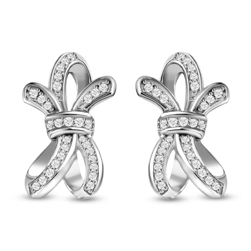 GP Amore Ribbon Kollektion - weiße Diamant Ohrringe, 925 Silber platiniert ca. 0.34 ct