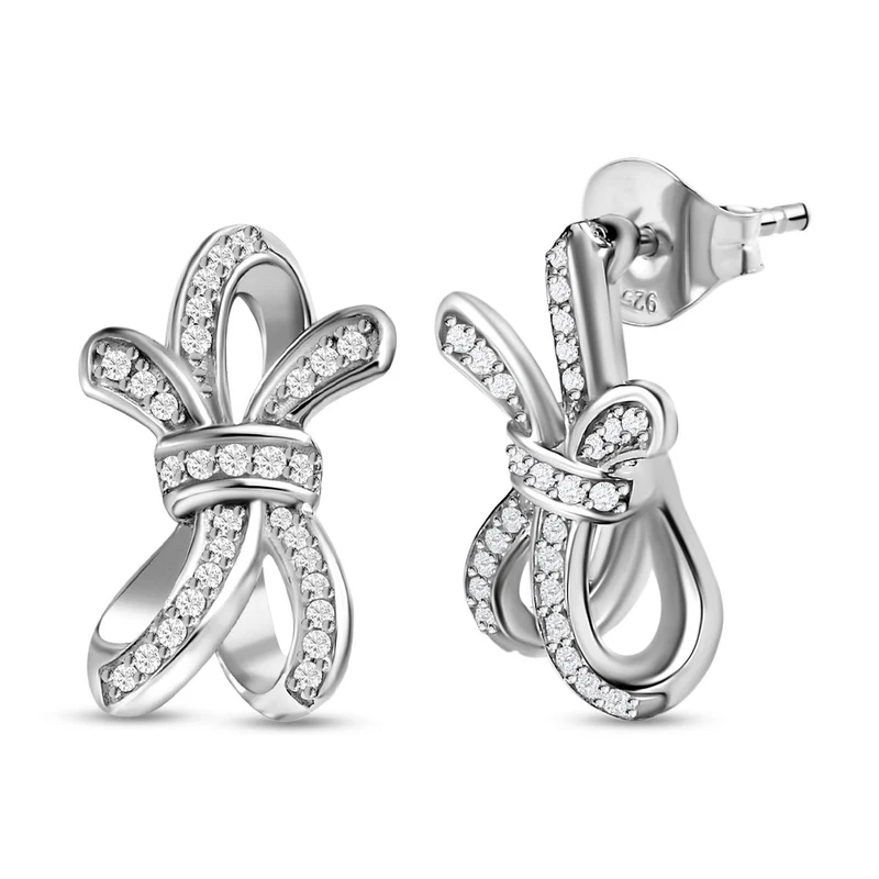 GP Amore Ribbon Kollektion - weiße Diamant Ohrringe, 925 Silber platiniert ca. 0.34 ct