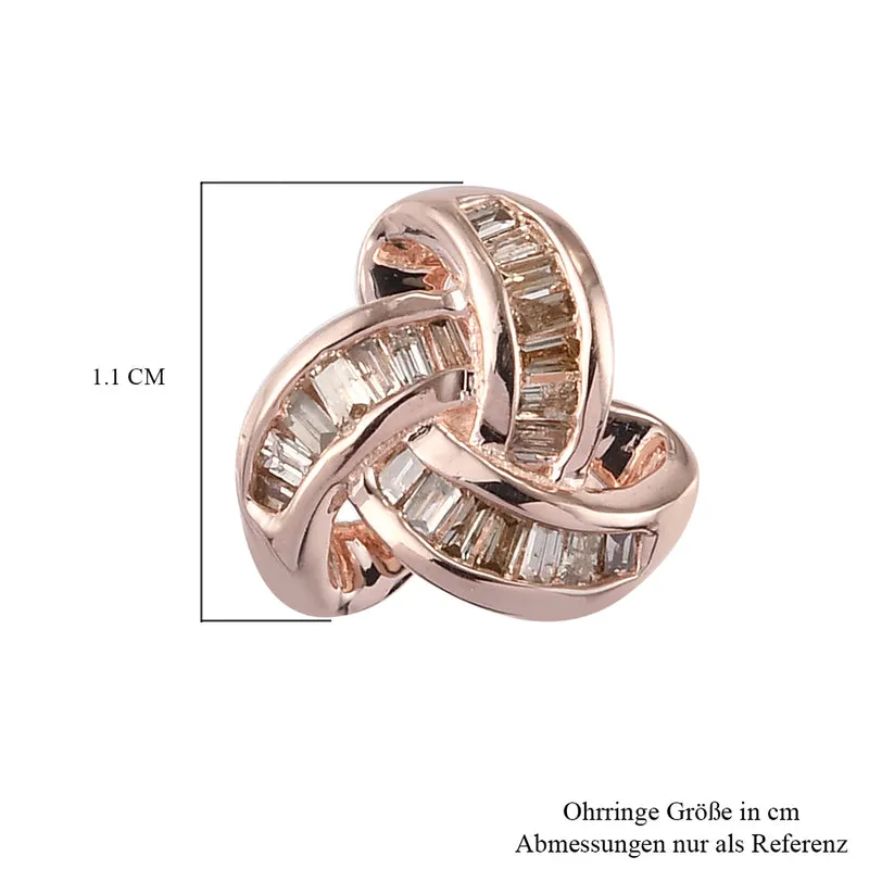D'Joy blaue Diamant Liebesknoten Ohrstecker, 925 Silber platiniert - 0,25 ct.