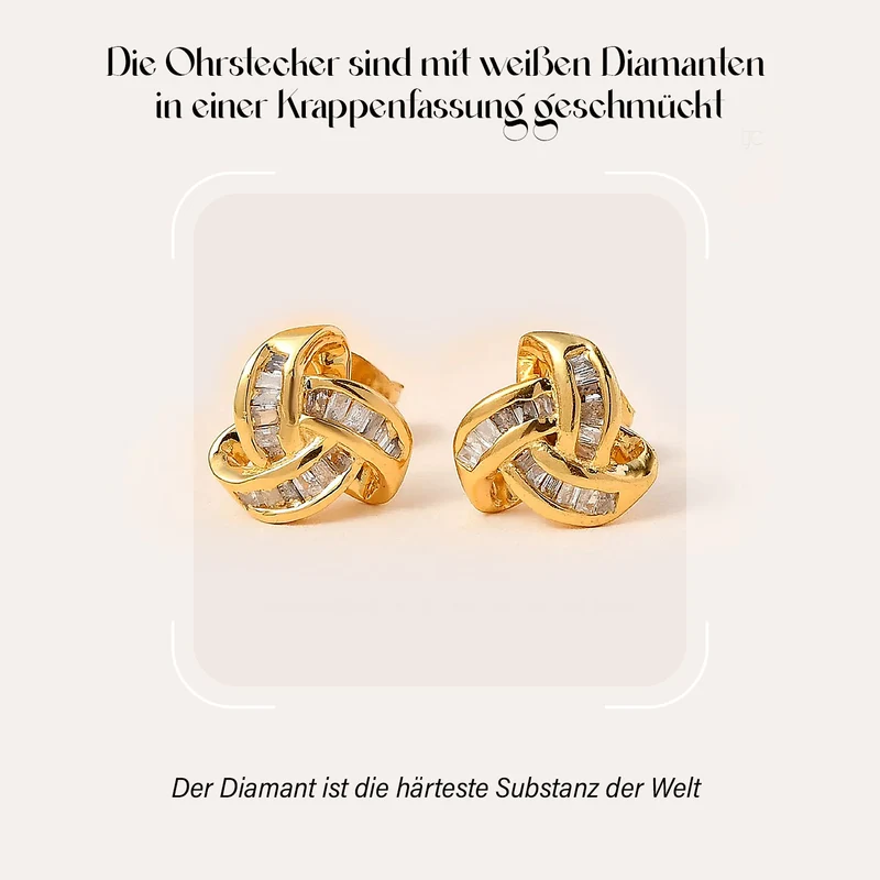 D'Joy blaue Diamant Liebesknoten Ohrstecker, 925 Silber platiniert - 0,25 ct.
