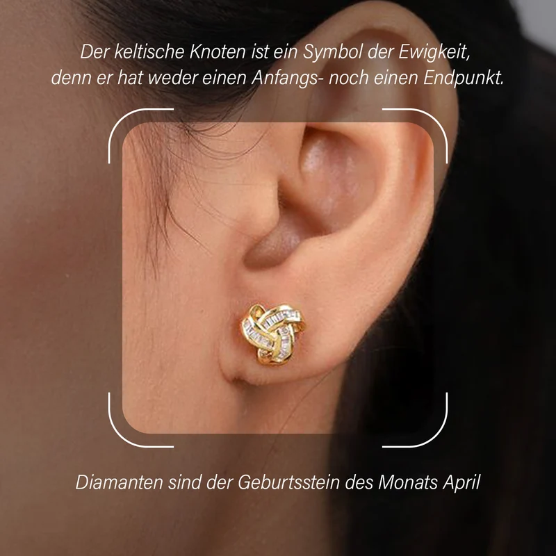 D'Joy blaue Diamant Liebesknoten Ohrstecker, 925 Silber platiniert - 0,25 ct.