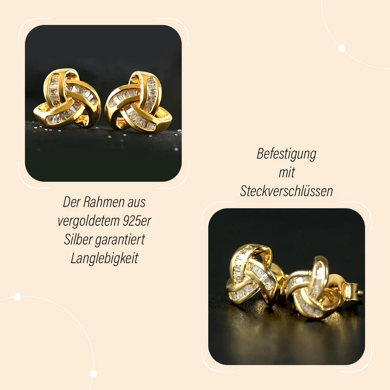 D'Joy blaue Diamant Liebesknoten Ohrstecker, 925 Silber platiniert - 0,25 ct.