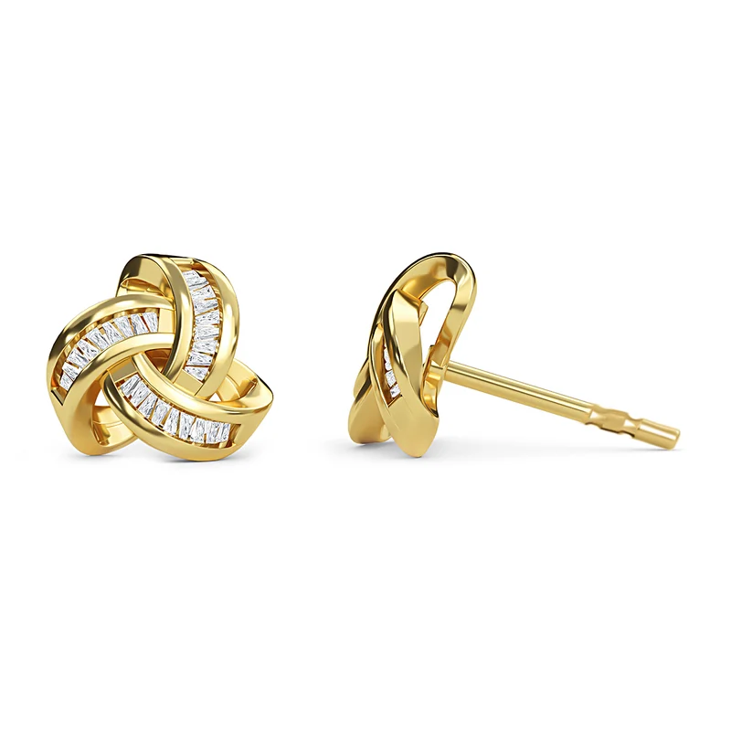 D'Joy blaue Diamant Liebesknoten Ohrstecker, 925 Silber platiniert - 0,25 ct.