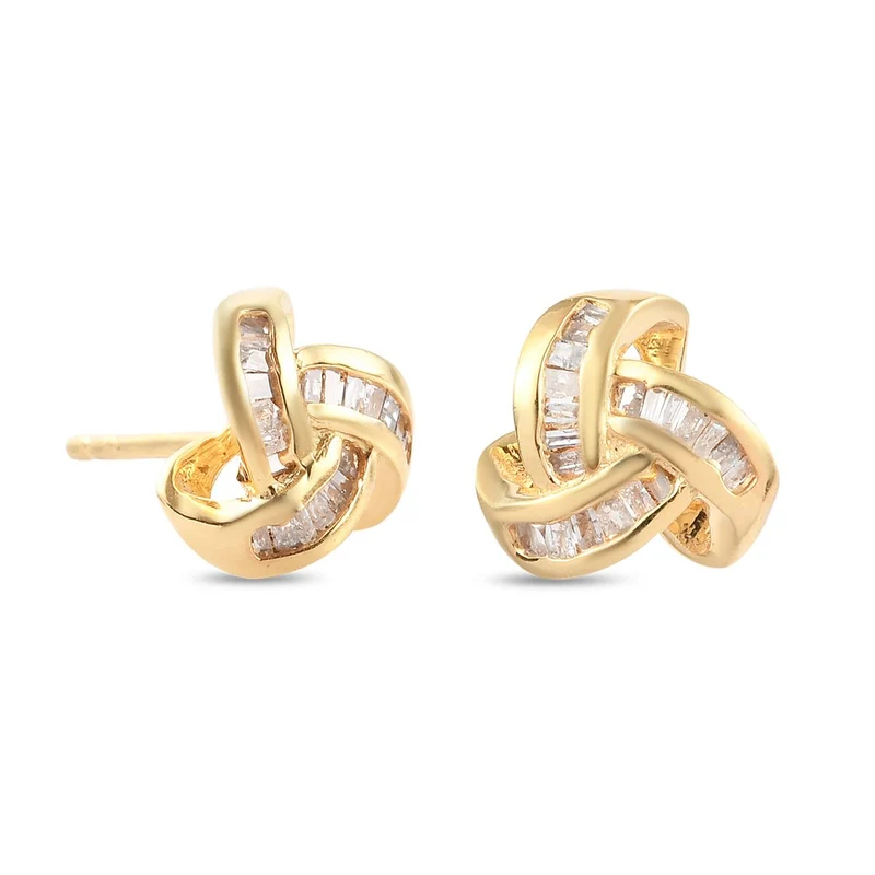 D'Joy blaue Diamant Liebesknoten Ohrstecker, 925 Silber platiniert - 0,25 ct.