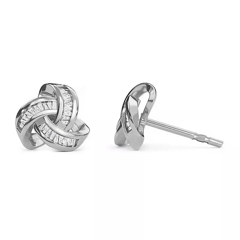 D'Joy blaue Diamant Liebesknoten Ohrstecker, 925 Silber platiniert - 0,25 ct.