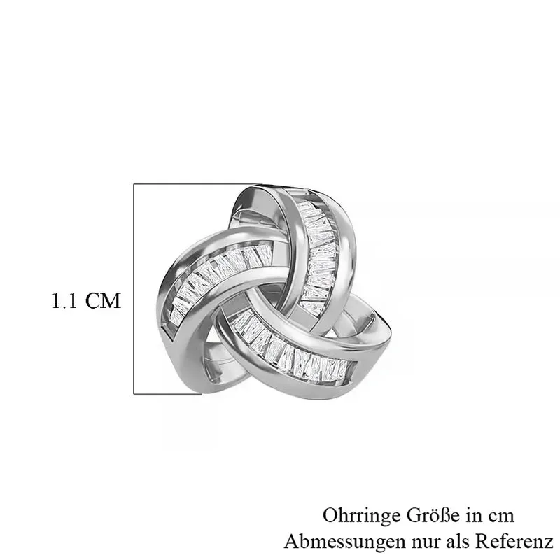 D'Joy blaue Diamant Liebesknoten Ohrstecker, 925 Silber platiniert - 0,25 ct.
