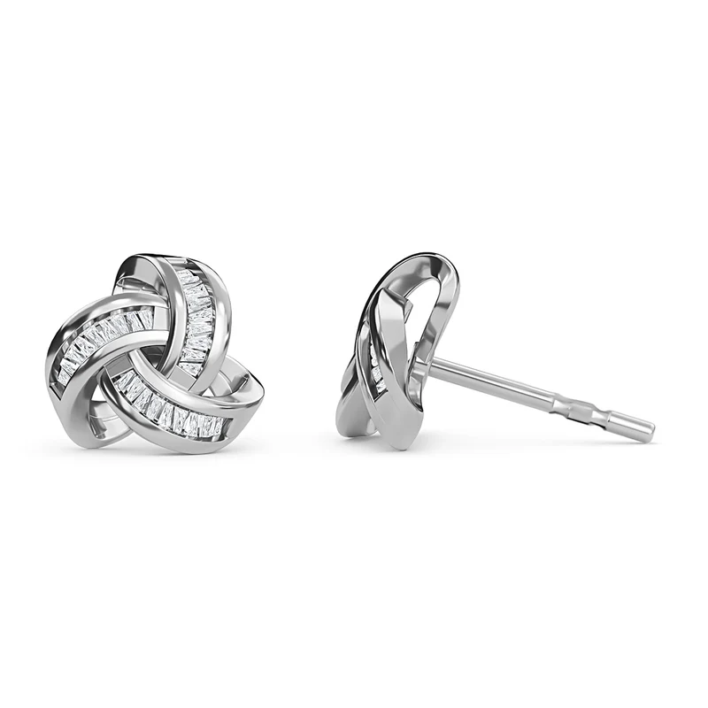 D'Joy blaue Diamant Liebesknoten Ohrstecker, 925 Silber platiniert - 0,25 ct.