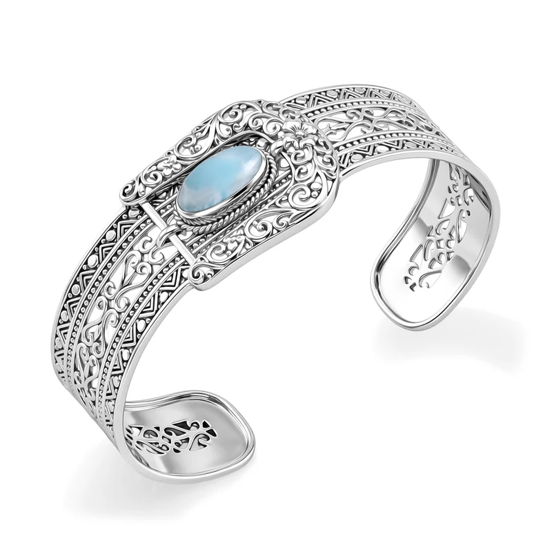 D'Joy AA Larimar Armreif ca. 19 cm 925 Silber ca. 3,75 ct.