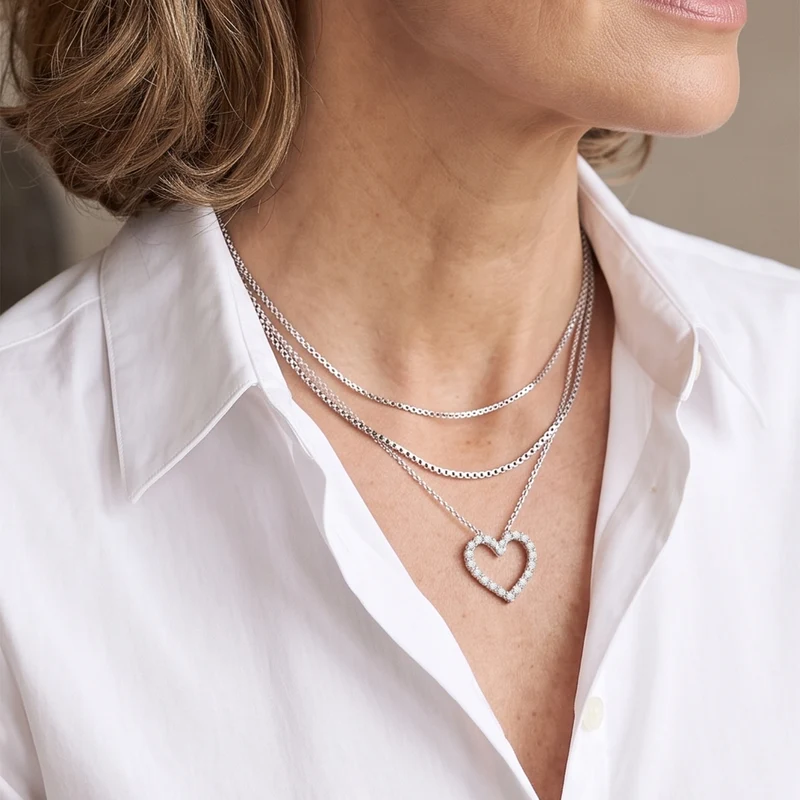 EVER TRUE Weißer Diamant Schmuckset ca. 50 cm ca. 0,05 ct.