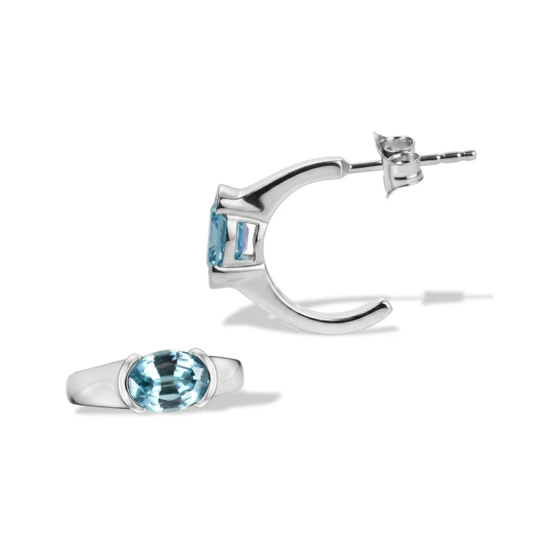 D'Joy AA Blauer Zirkon Ohrringe 925 Silber Rhodiniert ca. 2.38 ct