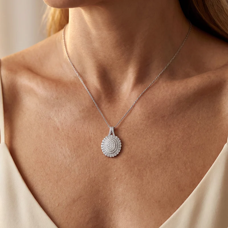 LUXURIANT DIAMOND - Lab Grown Diamant SGL zertifiziert SI-GH Schmuckset ca. 50 cm 925 Silber Rhodiniert ca. 2,02 ct.