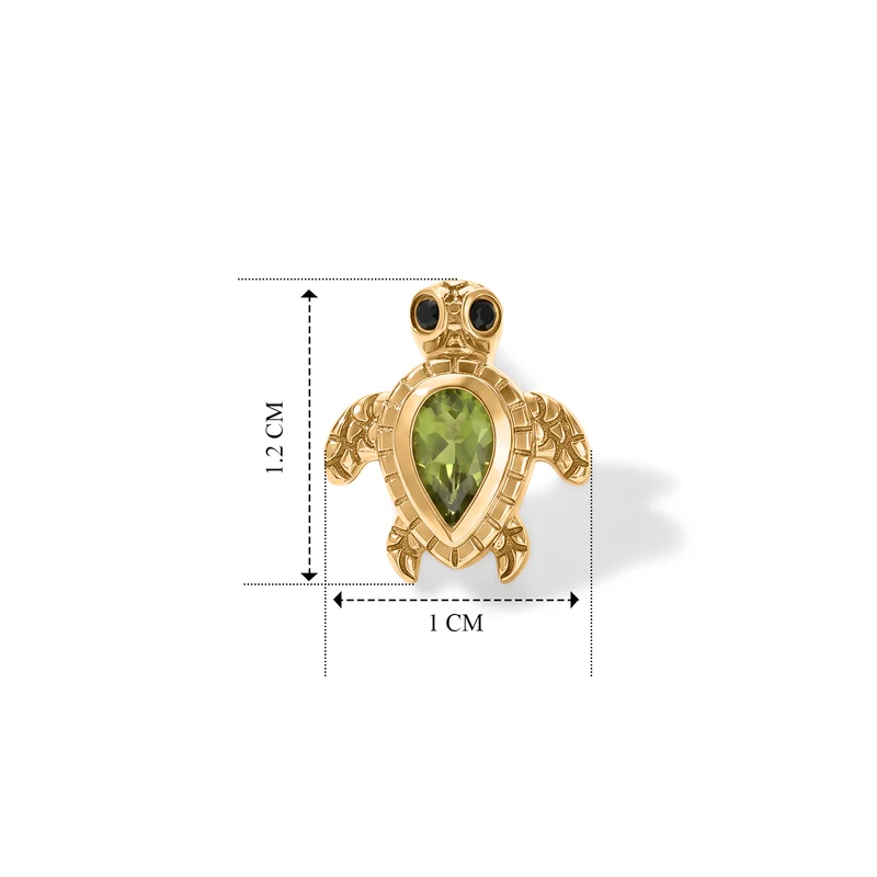 GP - Peridot, Schwarzer Spinell Ohrringe 925 Silber 750 Vergoldet ca. 0,60 ct.