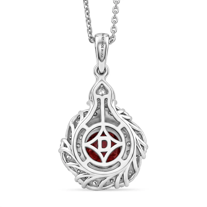 D'Joy AA Himbeer Zirkon, Moissanit AGI zertifiziert Schmuckset (10-15 Werktage Lieferzeit) ca. 50 cm 925 Silber Rhodiniert ca. 2,65 ct.