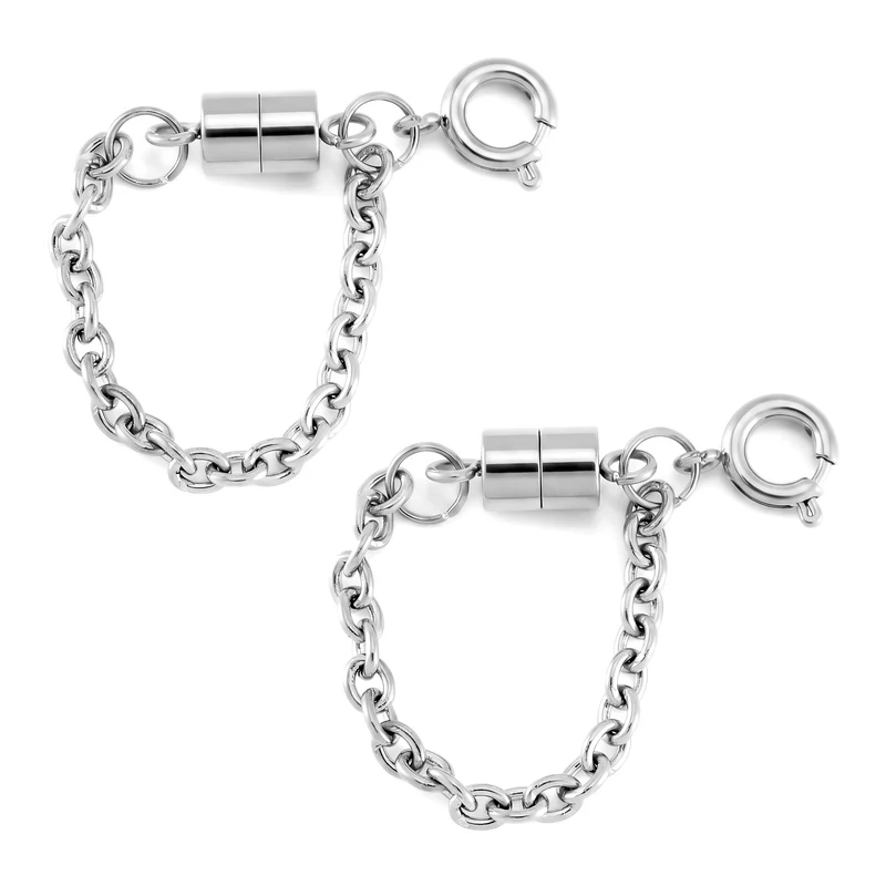 2er Set Armband Magnetschließe mit Extender aus 316L Edelstahl, Silberfarben und Goldfarben