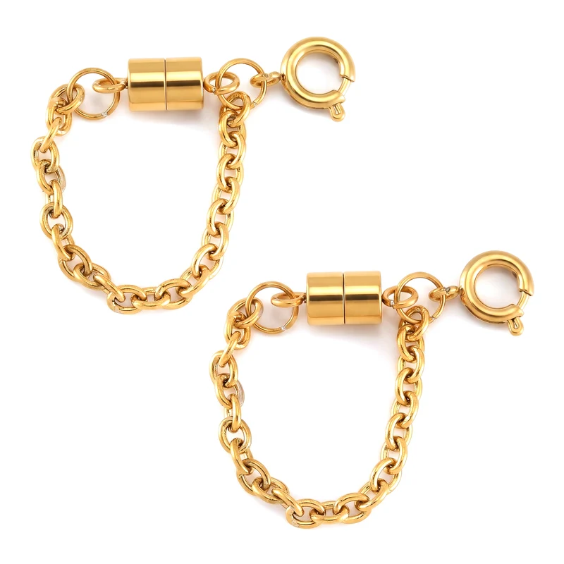 2er Set Armband Magnetschließe mit Extender aus 316L Edelstahl, Silberfarben und Goldfarben