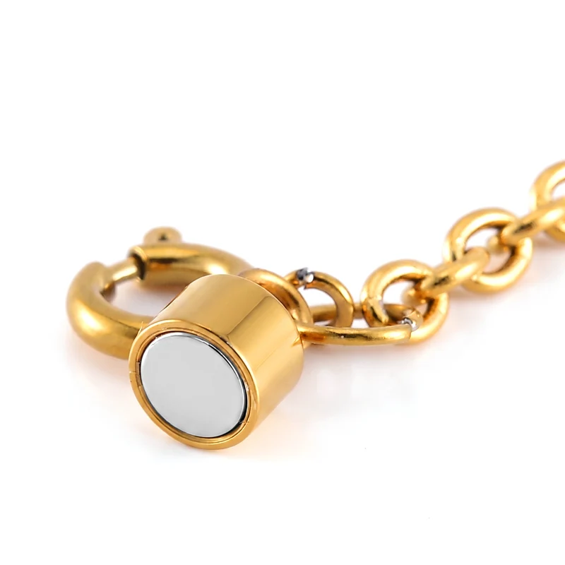 2er Set Armband Magnetschließe mit Extender aus 316L Edelstahl, Silberfarben und Goldfarben