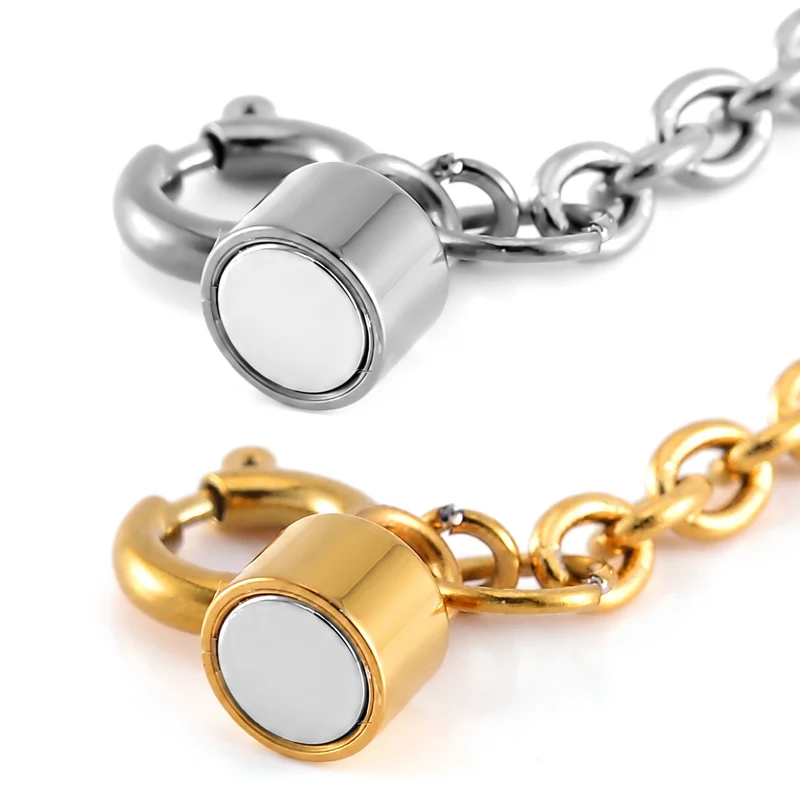 2er Set Armband Magnetschließe mit Extender aus 316L Edelstahl, Silberfarben und Goldfarben