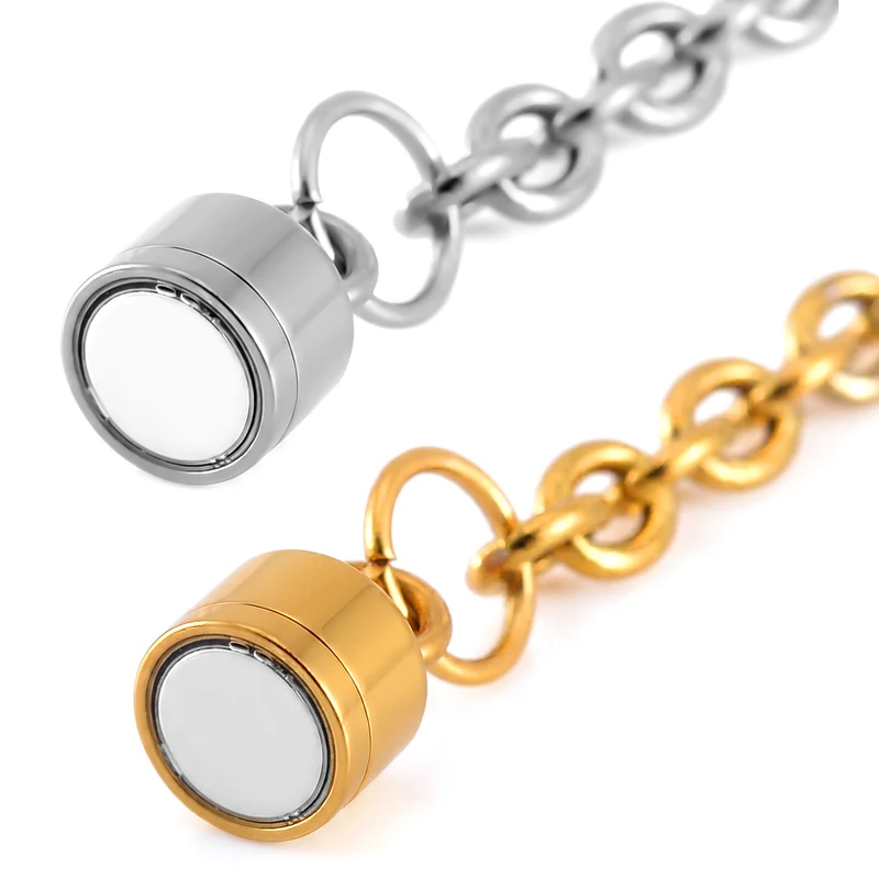 2er Set Armband Magnetschließe mit Extender aus 316L Edelstahl, Silberfarben und Goldfarben